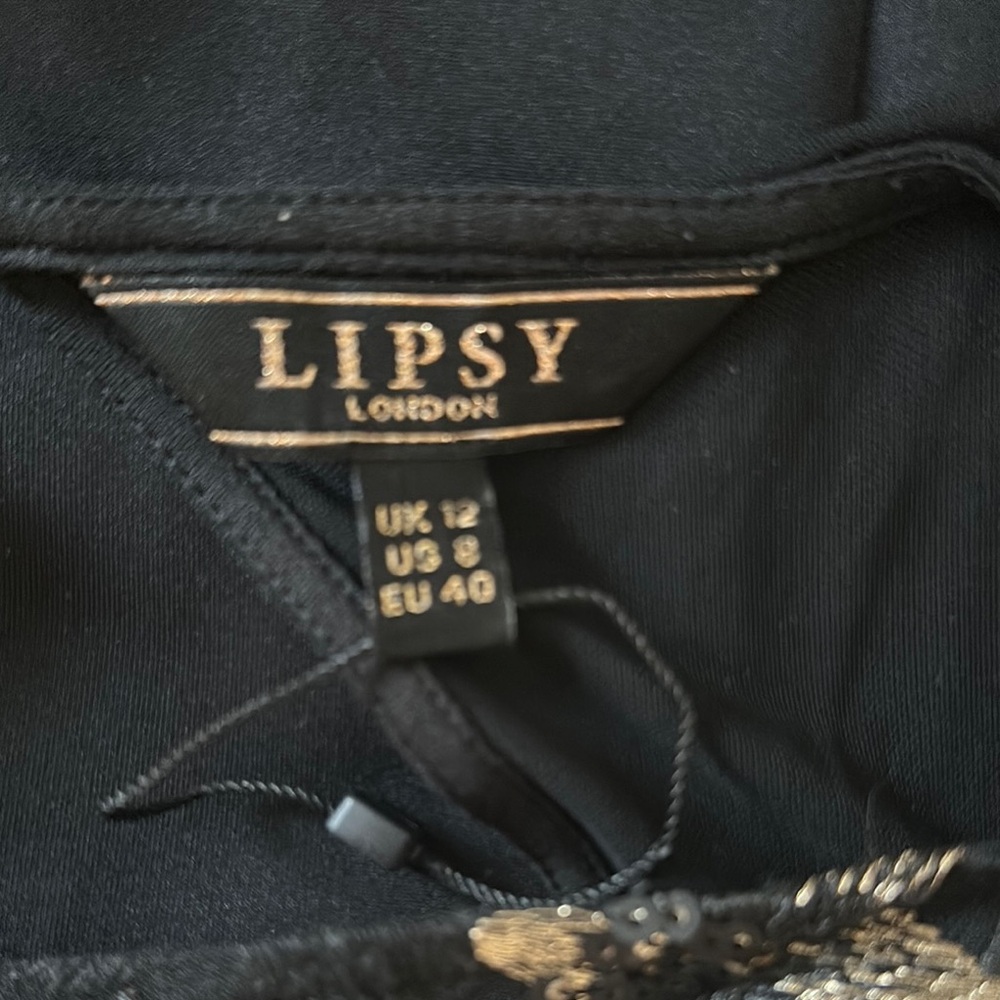 Lipsy Black Dress with Gold Accents